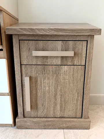Bedside Table with Drawer and Door - Wood Effect