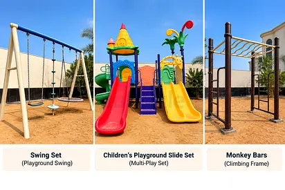 Outdoor Kids Playground Set with Swings, Slides and Monkey Bars