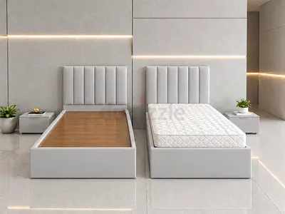 Brand new Modern Grey Single Bed with Upholstered Headboard