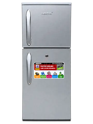 Geepas Double Door Refrigerator - Silver, Top Freezer (Used)