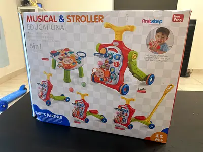 5-in-1 Musical Educational Baby Stroller & Activity Walker (12M+)