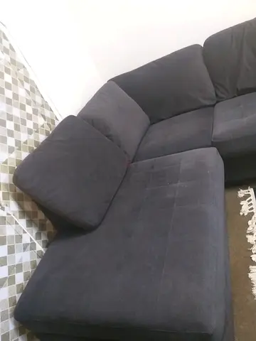 Dark grey L-shaped fabric corner sofa - good condition