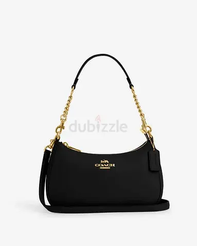 Black Coach Shoulder Bag with Chain Strap - Small Crossbody