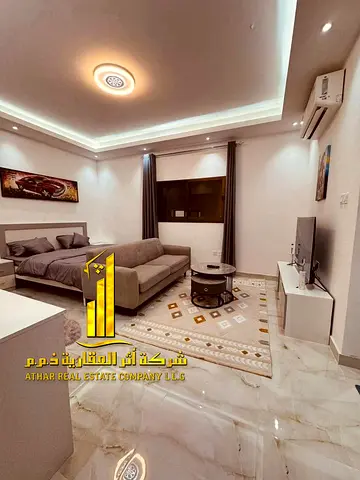 استوديو فاخر- ثاني ساكن- بمطبخ منفصل مع اطلاله مفتوحه. مفروش بالكامل✨عجمان المويهات. للإيجار الشهري.الإيجار يشمل الفواتير والإنترنت وموقف
