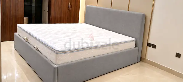 New Grey Fabric king Bed with Headboard and storage bed - luxury king size bed frame