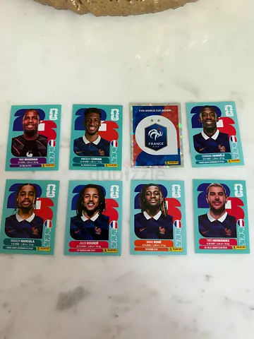 Collection of 8 FIFA World Cup player trading stickers - France team badges