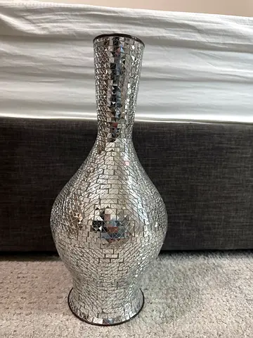 Decorative mosaic silver glass vase - tall floor vase