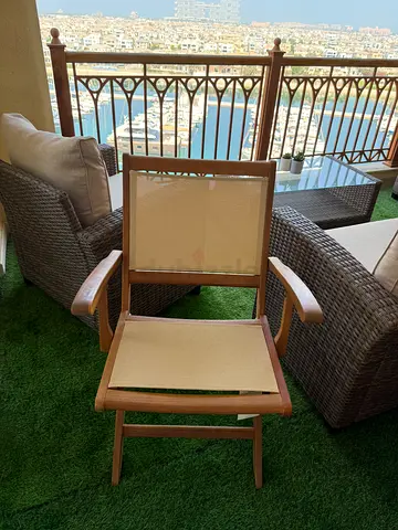 Wooden Folding 2 pair of Chairs with Fabric Seat and Back - Good Condition