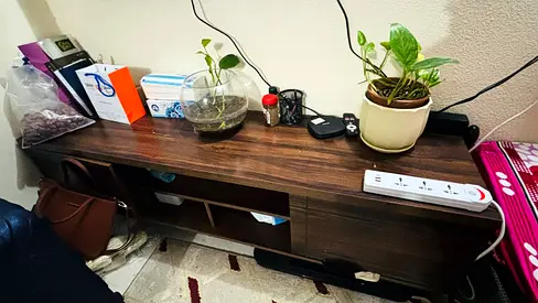Wooden TV Entertainment Unit with Storage - Good Condition