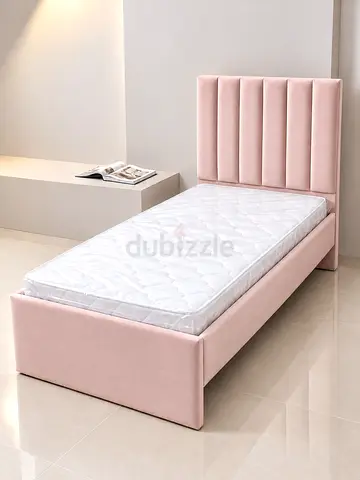 Brand new Pink Upholstered single bed Bed with Headboard and modern design single size bed