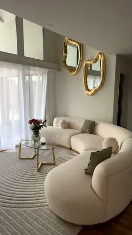 Curved Cream Bouclé Sofa - 3-Seater Curved Modular Loveseat