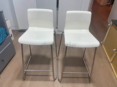 Set of 2 White IKEA Bar Stools