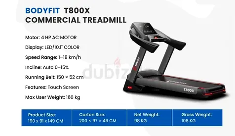 BODYFIT T800X COMMERCIAL TREADMILL