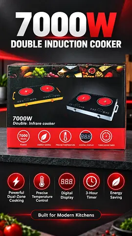 7000W Double Induction Cooker — Dual Zone Portable Electric Hob