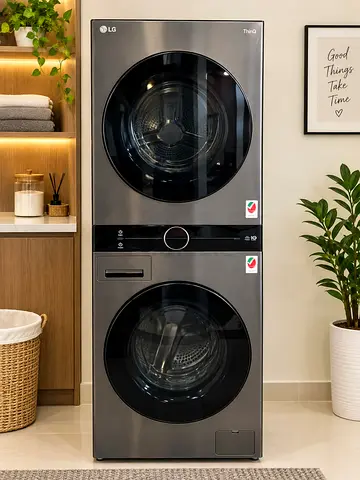 LG Wash Tower 12kg Washer and 10kg Dryer Set - Dark Steel, Slim Stack