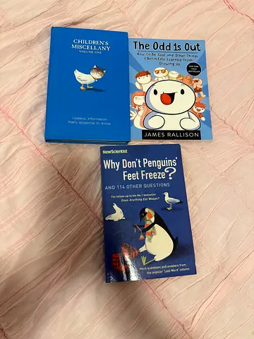 Three light-read books: The Odd 1s Out, Why Don't Penguins' Feet Freeze?, Children's Miscellany