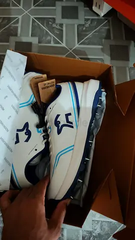 New Men’s White & Blue Cricket Spiked Shoes - Size Available