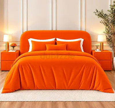 Modern Orange Fabric queen Bed with Headboard and luxury Queen size bed with storage bed