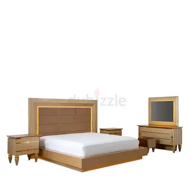 Italian bed set 6 pieces gold super king size