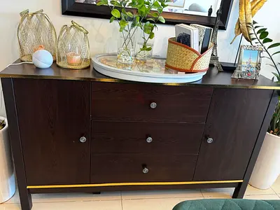 Dark wood sideboard / credenza with storage - good condition