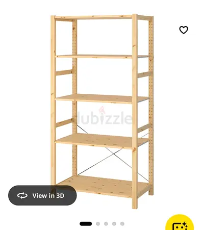 Solid Pine 5-Tier Adjustable Wooden Shelf Unit