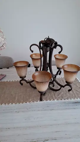 5-light decorative chandelier in bronze finish — gently used (2 pcs)