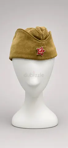 Vintage Soviet Army Side Cap (Pilotka) with Red Star & Hammer and Sickle
