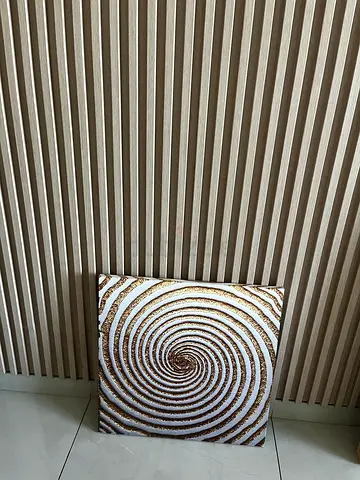 Modern spiral textured wall art canvas - neutral tones 50X50cm