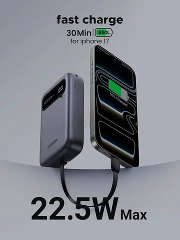 UGREEN 20000mAh Power Bank 20W PD Fast Charger with Built-in Cable - Brand New