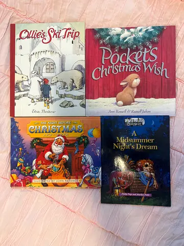 Set of 4 Children's Christmas Picture Books - Pockets Christmas Wish + More