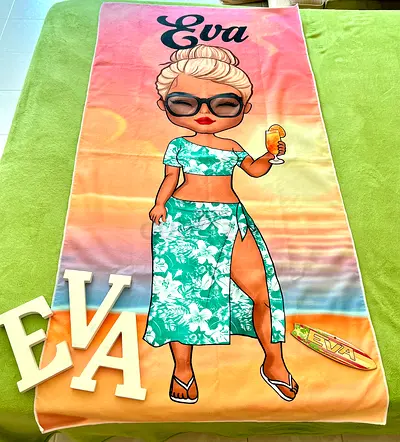 “EVA” Beach Towel 🏖️ size: 150 x 90 cm plus Accessoires 💝