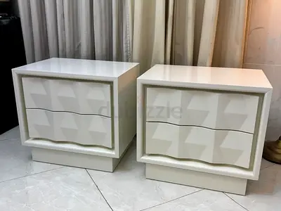 west elm Pair of white modern bedside drawers / nightstands - matching set