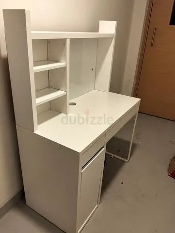 IKEA White study desk with hutch and storage - good condition