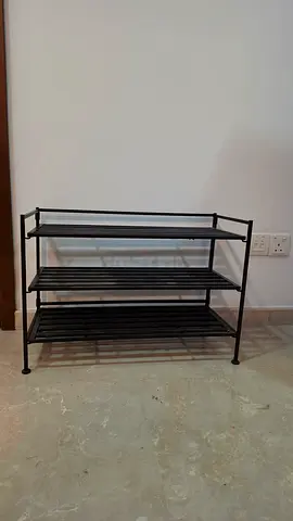 Black Metal 3-Tier Shoe Rack / Entryway Organizer