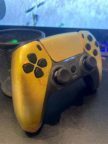 Sony PS5 DualSense controller withback carbon - gold custom shell working condition just need new r1