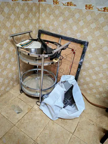 Stainless steel serving trolley / kitchen cart - light use