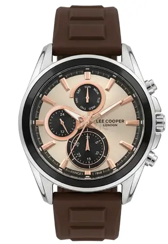 Lee Cooper Men's Chronograph Watch with Brown Rubber Strap