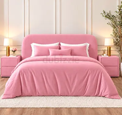 Pink Upholstered King Bed with Headboard modern king size bed with storage bed luxurious
