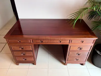 Chinese style hardwood pedestal desk