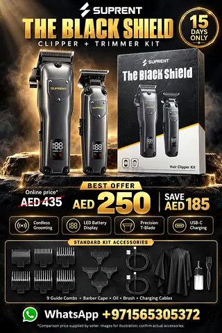 Suprent The Black Shield Cordless Clipper & Trimmer Kit - New in Box