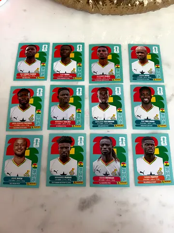 Collection of 11 Ghana World Cup Panini-style Player stickers