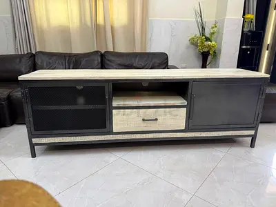 Wood and Metal TV Console / Media Unit - Light Wood Finish