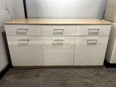 Modern White & Wood Sideboard Cabinet (150cm)