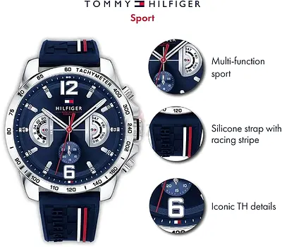 Tommy Hilfiger Men's Sport Chronograph Watch - Blue Silicone Strap