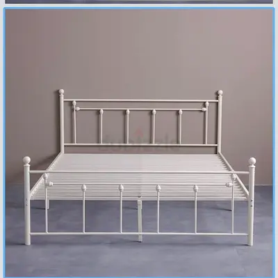 Danube Home Bella Arrow Queen Size Metal Bed (160×200 cm) – White | Mattress Included