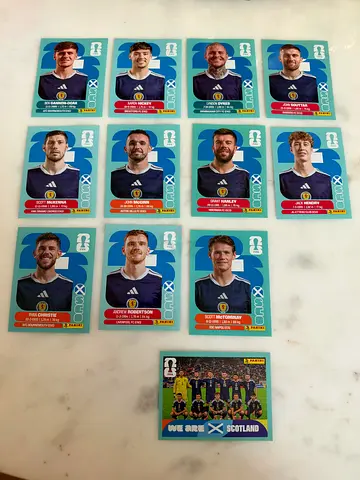 Panini Scotland National Team Sticker Collection - 12 Player Cards + Team Badge