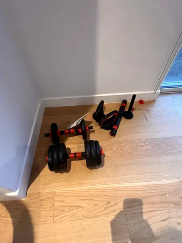 Ultimax adjustable dumbbell set with connector bar and push-up handles