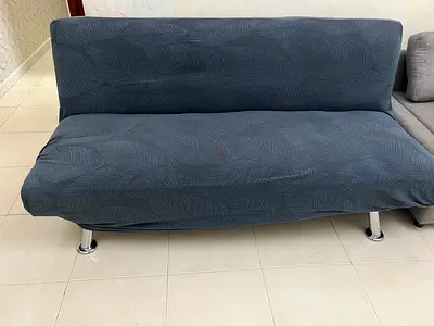 Compact dark grey fabric 2 way sofa bed - good condition