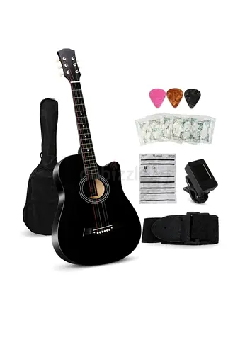 38 Inch Classical Guitar Kit Acoustic Guitar With 6 Strings Gig Bag Tuner Picks Strap Beginner