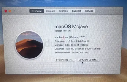 MacBook Air 13-inch (2017) - 8GB RAM, 256GB, macOS Mojave